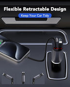 Retractable Car Charger, 4 in 1 Fast Charging 69W, Cigarette Lighter Adapter 2 Retractable iPhone Cables and USB Car Charger,Compatible with iPhone 14/13/12/11,Galaxy,Pixel