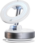 ILKCC Vacuum Suction Magnetic Phone Holder, 2025 Upgraded Vacuum Suction Cup Mount for Magsafe, 360° Adjustable Foldable Portable Magnetic Car Phone Stand for Cars/Gyms/Mirrors/Smooth Surface (White)