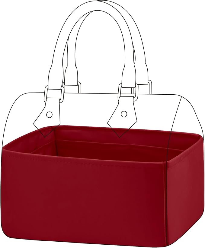 DGAZ Silk Purse Organizer Insert Fits LV Speedy 16/20/25/30/35/45 bags，Silky Smooth Bag Organizer，Luxury Handbag & Tote Shaper（Wine Red，SP20）