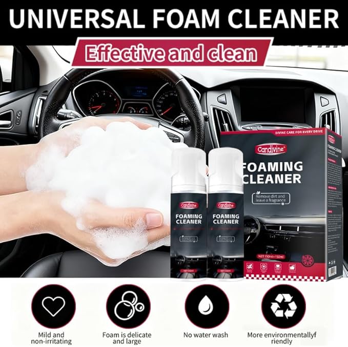 2Pcs Multi-Purpose Foam Cleaner for Car Interior Upholstery Cleaner Foam for Seats,Carpets, Dashboard, Mats, Leather, Vinyl, Quick Remover Stains, Foam Spray for Auto, RV, Home Use(150ml*2)