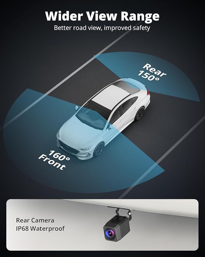Dash Cam Front and Rear Camera 4K+1080P, Kingslim Dash Camera for Cars Built-in WiFi APP, Mini Car Camera with Night Vision, 24H Parking Monitor, Loop Recording, G-Sensor