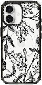CASETiFY Impact iPhone 17 Case [Slim/Compatible with Magsafe / 8.2 ft. 4X Military Grade Drop Protection] - Botanical Jasmine - Clear Black