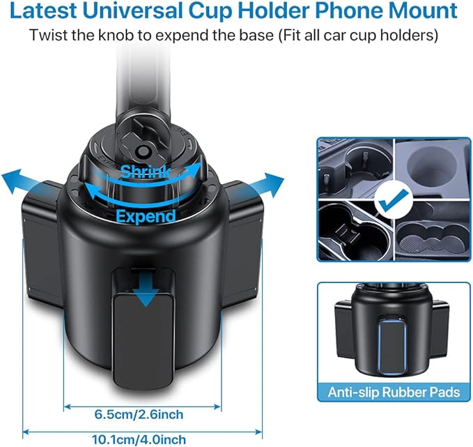 Miracase Cup Phone Holder for Car, [Upgraded Version] Adjustable Long Neck Car Cup Holder Phone Mount Cradle Friendly Compatible with iPhone Samsung Google and All Smartphones, Green