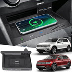 Wireless Car Charger for Volkswagen VW Tiguan MK2 2017 2018 2019 2020 2021, Wireless Fast Phone Charging Pad with 18W QC3.0 USB, Fit for Volkswagen Tiguan Interior Accessories Upgrades