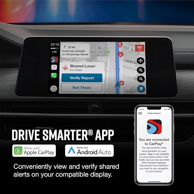 Cobra Smart Dash Cam with Interior Cam (SC 201) - Full HD 1080P Resolution, Built-in WiFi & GPS, Live Police Alerts, Incident Reports, Emergency Mayday, Drive Smarter App, 16GB SD Card Incl.