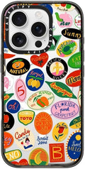 CASETiFY Impact Case for iPhone 16 Pro [Slim / 8.2 ft. 4X Military Grade Drop Protection/Compatible with Magsafe] - Fruit Stickers - Clear Black