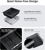 Wigoo Center Console Organizer for Tesla Model Y Juniper (Only Premium & Performance 2025 2026) and All Model 3 Highland Accessories [Double-Layer Storage, Smooth Sliding] 2PCS Black