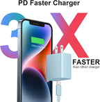 iPhone 17 16 15 Charger Fast Charging 2+2Pack 20W USB C Wall Charger with 10FT Fast Charging Cable Compatible with iPhone 17/17 Air/17 Pro/17 Pro Max/iPhone 16/15 Series, iPad Pro/AirPods-Blue