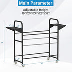Tire Storage Rack 44" x 44" x 18" with Anti-Dust Cover, Rolling Adjustable Black Alloy Steel Tire Rack for Garage with 4 Swivel Casters & 2 Storage Shelves