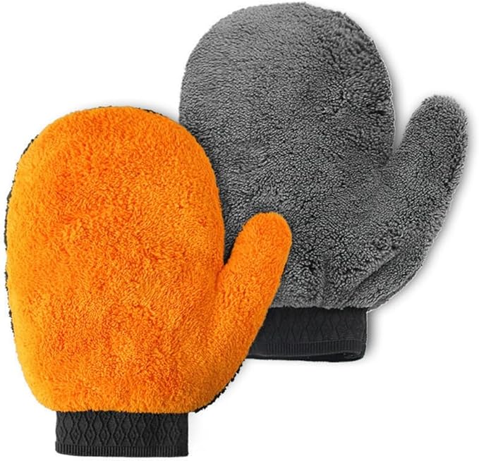 2 Pack Car Wash Mitt Scratch-Free Microfiber Car Wash Mitts Auto Interior Exterior Cleaning Gloves for Car Washing Detailing Home Cleaning Gloves