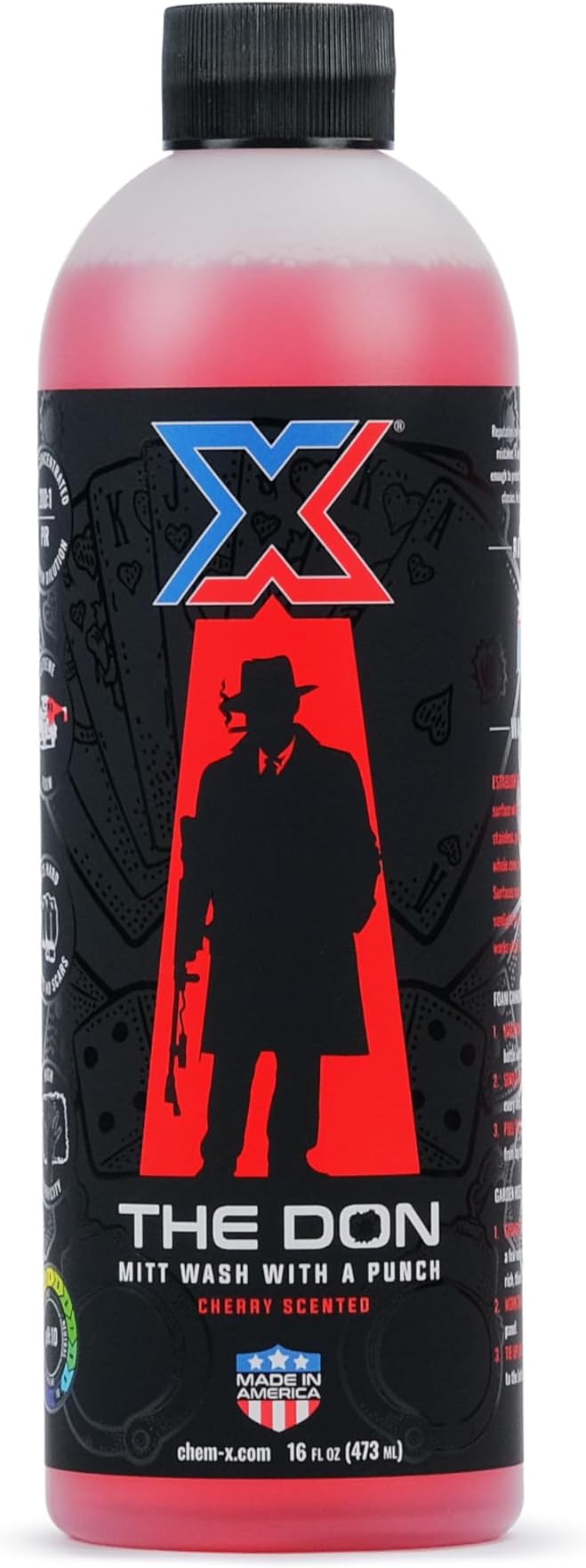 Chem-X The Don: Mitt Wash with a Punch - Cherry-Scented Car Wash Soap for Removing Road Film, Bugs, Grime & Build-Up - 16oz
