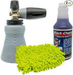Detail King MTM Hydro PF22.2 Professional Auto Detailer Foam Cannon - Green Chenille Microfiber Mitt - 16oz of Black Cherry Car Wash Soap with Wax
