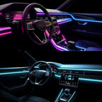 Dreamcolor Acrylic Interior Car LED Strip Lights, Car Ambient Lighting Kit with APP Control, Decorative Lights with Dynamic Chasing Sync to Music, RGB Neon Lighting (18 in 1)