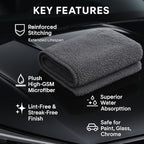 6 Pack Reusable Pak Details Micro Fiber Towels Car Detailing | 16x24 Ultra-Absorbent & Dual-Sided Car Microfiber Towel for Polishing, Wax Removal & Buffing | Lint & Streak-Free | Auto Cleaning Cloths