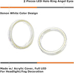 iJDMTOY 72-75mm Size Xenon White LED Halo Ring Lighting Kit for Automotive Accent/Ambient or Retrofit Decoration