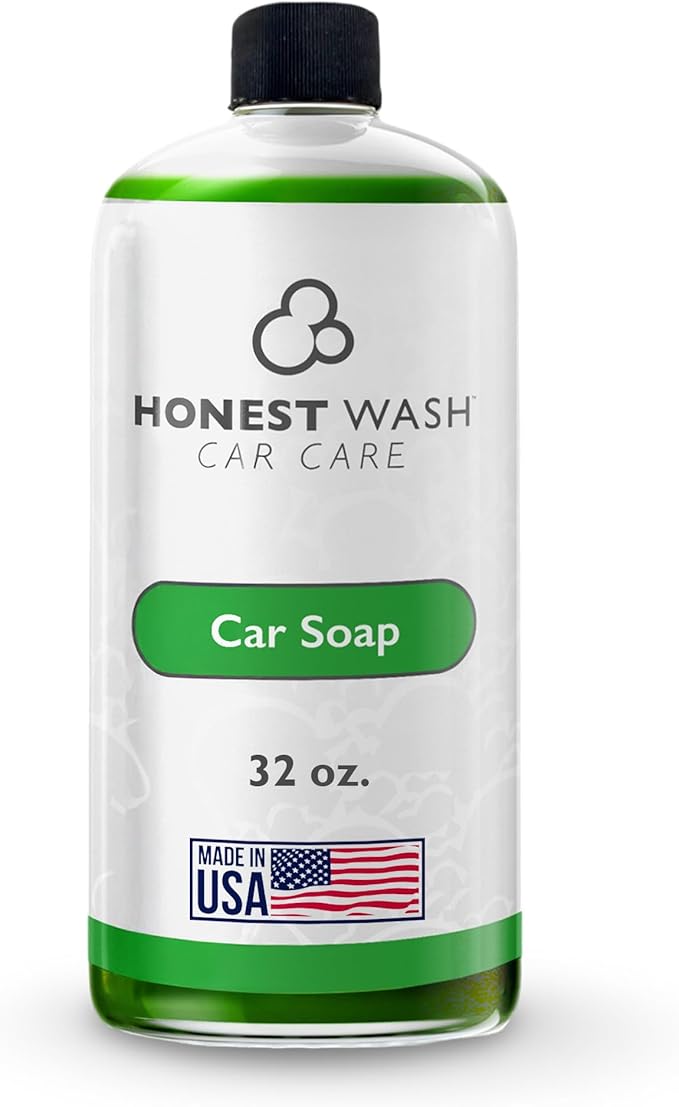Honest Wash Car Wash Soap High Sudsing Concentrated Formula for Dirt and Grease Removal | Safe for All Vehicle Surfaces | Adjustable Dilution Ratios | Made in the USA (32oz)