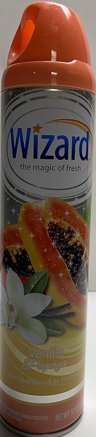 Wizard The Magic of Fresh | Odor Neutralizer & Air Freshener - 10 Oz. Vanilla papaya (Pack of 5) (Packaging May Vary)