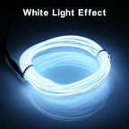 EL Wire Interior Car LED Strip Lights, 16.5FT USB Neon Glowing Strobing Electroluminescent Wire Lights with 6mm Sewing Edge, Ambient Lighting Kits for Car Indoor Decoration (White)