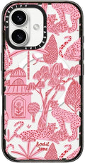 CASETiFY Impact Case for iPhone 16 [Slim / 8.2 ft. 4X Military Grade Drop Protection/Compatible with Magsafe] - Cheetah Paradise Pink - Clear Black