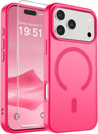 SUPFINE Magnetic for iPhone 17 Pro Case (Compatible with MagSafe)(Military Grade Drop Protection) Translucent Matte Shockproof with Anti-Fingerprint Phone Cover 2025,Hot Pink