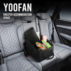 YOOFAN Car Seat Organizer - Passenger Seat Organizer, Collapsible Small Car Seat Storage Organizer for Console Front/Back, Automotive Backseat Organizer with Belt 4 Cup Holders for Kids Accessories