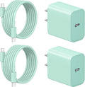 iPhone 17 16 15 Charger Fast Charging 2+2Pack 20W USB C Wall Charger with 6FT Fast Charging Cable Compatible with iPhone 17/17 Air/17 Pro/17 Pro Max/iPhone 16/15 Series, iPad Pro/AirPods - Green