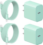 iPhone 17 16 15 Charger Fast Charging 2+2Pack 20W USB C Wall Charger with 6FT Fast Charging Cable Compatible with iPhone 17/17 Air/17 Pro/17 Pro Max/iPhone 16/15 Series, iPad Pro/AirPods - Green