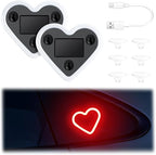 iFunyLED Car LED Interior Lights, Heart-Shaped Ambient Light for Windows, 5 Lighting Modes, Charging Through Type-c and Solar Energy, Car Decorations for Women Men, Pack of 2, (Red)