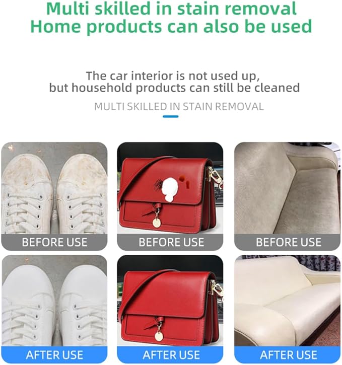 EUBUY Total Interior Cleaner for Car, 5 oz Car Interior Cleaning Kit with Wipe and Sponge for Automotive Seat, Upholstery, Carpet, Dashboards, Plastic, Leather, Glass