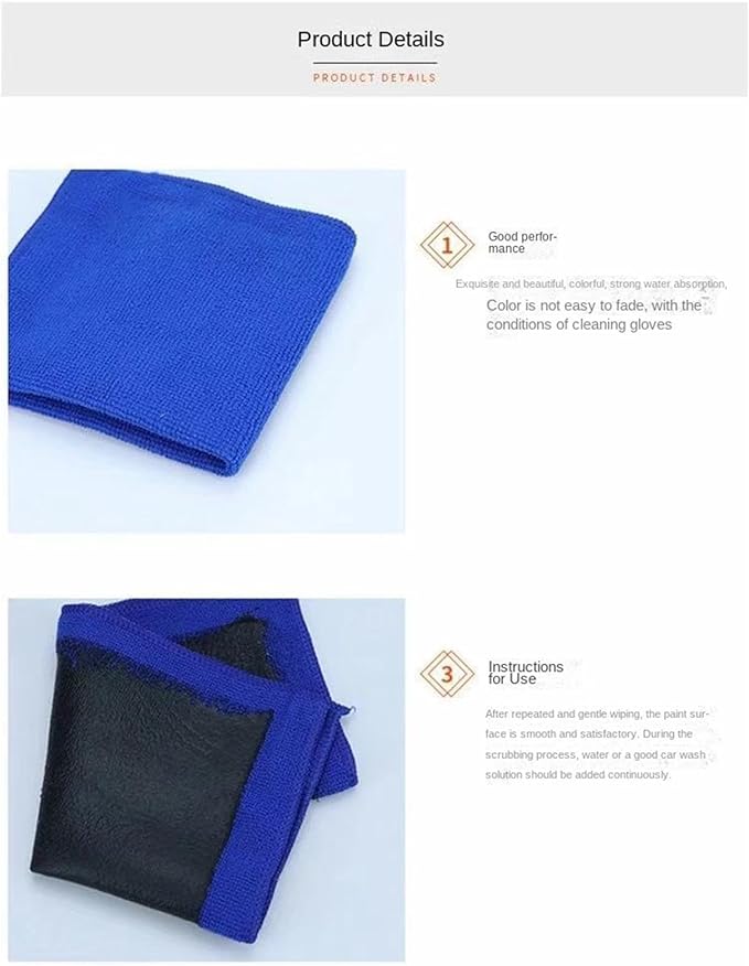 Clay Towel – Volcanic Mud 30x30cm | Professional Car Detailing and Overspray Removal Cloth | Black Line Pad for Restoration | High-Performance Synthetic Bar Alternative for Vehicle