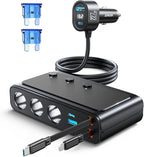 JOYROOM 9 in 1 Cigarette Lighter Splitter, 227W Dual Retractable Car Charger - 45W/24V(36W/12V) USB C Fast Charger for iPhone 17/Samsung, Independent Switches Cigarette Lighter Adapter for Car Devices