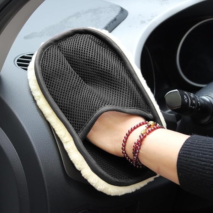 1 Pair Wool Car Wash Gloves Scrubbing Waxing Gloves Cleaning Polishing Automotive Products Plush