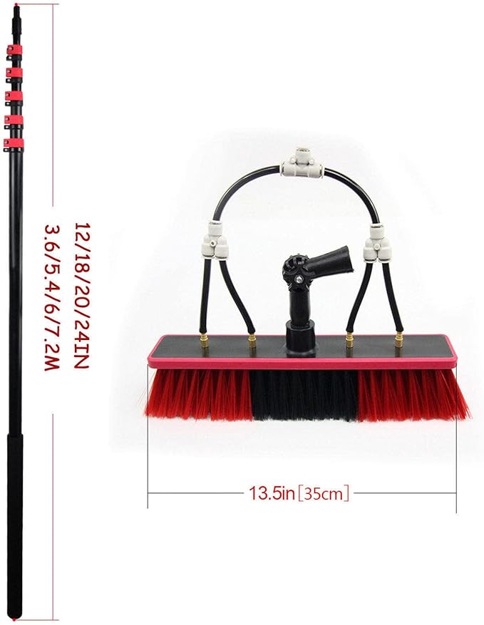 Telescopic Rod Cleaning Brush,Glass Cleaning Brushmulti-Purpose Photovoltaic Panel Cleaning Tool Water Spray Brush for Solar Photovoltaic Panel is Windows Washing,7.2M (5.4M)