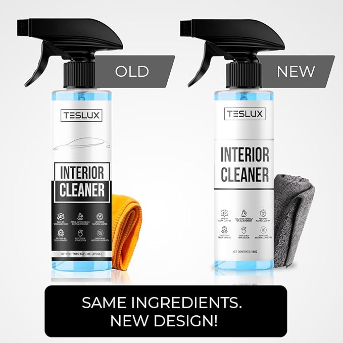 Interior Cleaner For Tesla White & Black Vegan Leather - Stain Remover - Solution for Complete Interior Cleaning - Ideal for Seats, Doors, Console, Dash - Accessories For Tesla Model 3, Y, S, X