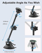 Heavy Duty Magnetic Tablet Mount for Truck Dashboard Windshield, Long Arm Suction Cup Car Mount for iPad Pro Air Mini 4–11'', MagSafe Holder for SUV Van Pickup iPhone 16/15 Galaxy