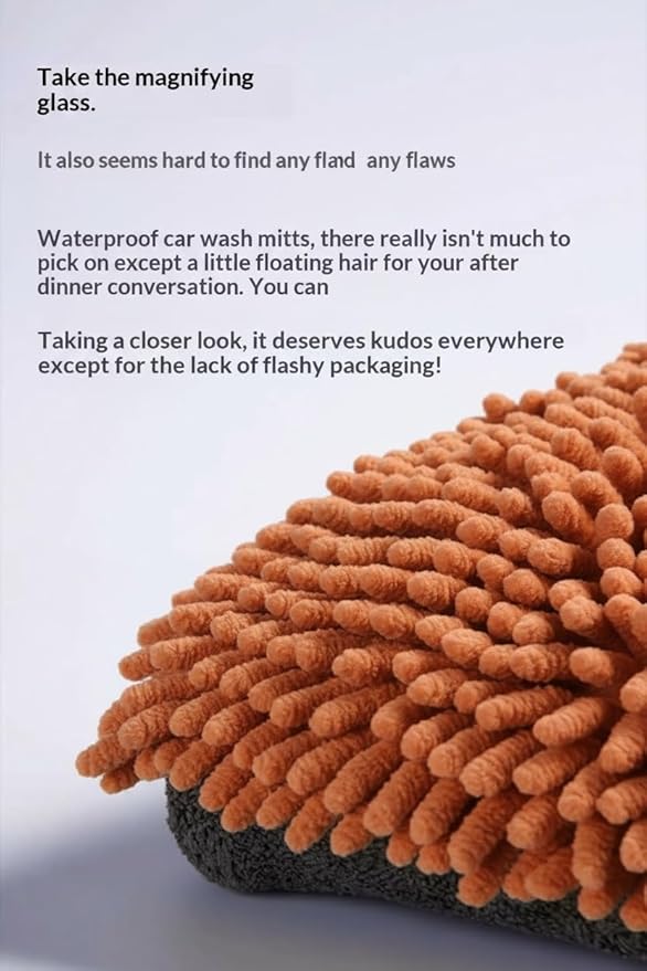 Car Wash Mitt Microfiber, 2PK-Scratch & Lint Free, Premium Chenille Microfiber Wash Mitt (Coffee Color)