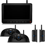 Fookoo HD 4 Cameras Wireless RV Backup System, 7" Split-Screen Monitor, 2 Rear View + 2 Side Cameras, IR Night Vision Recording Waterproof Compatible with Furrion Pre-Wired RV Truck Trailer - DW7Y504