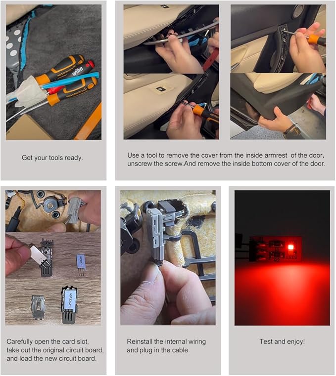 NJSBYL 4PCS LED Door Panel Handle Ambient Circuit Board for B-MW 3 4 5 Series X1 M4 Gran Turismo Touring Sedan Convertible Coupe F10 F30 F31 F32 F33 F34 F36 F48 F82 F83 Red-White Atmosphere Lighting
