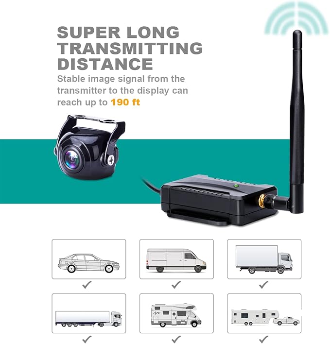 Wireless Backup Camera, 4.3 inch Monitor and 149° Wide Angel Waterproof Universal Reverse Back up Camera System for Mini car, Van, SUV,Pickup, Trailer, etc.