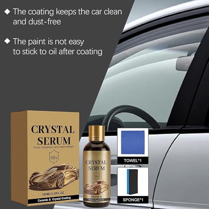 Crystal Serum, Ceramic Coating for Cars, 3.38FL.OZ 9H Nanotechnology Paint Protection Kit, Advanced Crystal Serum for High Gloss Shine & Hydrophobic Water Beading (4pcs)