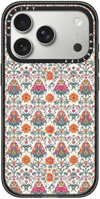 CASETiFY Impact iPhone 17 Pro Case [Slim/Compatible with Magsafe / 8.2 ft. 4X Military Grade Drop Protection] - Persian Floral - Orange - Clear Black