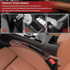 2PCS Car Seat Gap Filler Organizer with Charging Opening, Multifunctional Car Gap Filler Stop Things from Dropping, Universal Car Accessories Car Seat Storage Box for Women Men (Brown)