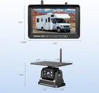Magnetic Solar Wireless Backup Camera for RV Truck Trailer – 7" 1080P Monitor, 1-Min Install, No Delay, 150° Rearview Camera, IR Night Vision, Auto-Sleep, Rechargeable Battery Reverse Camera