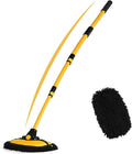 57'' Car Wash Brush with Long Handle Chenille Microfiber Car Wash Kit, Mitt Retractable Bent Pole Car Wash Brush for Cars RV Truck Boat (Light Yellow)