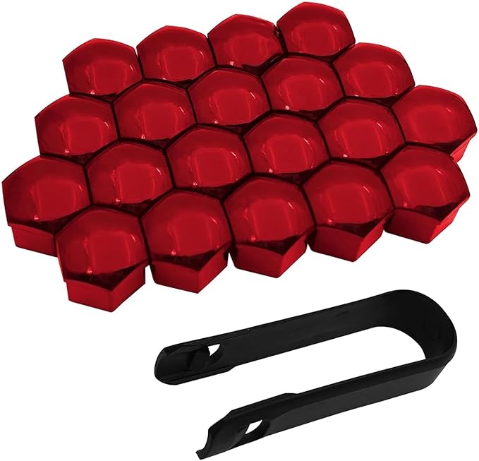 20 Pcs Wheel Nut Covers for Hyundai Palisade 2020 2021 2022 2023 2024, Hex Lug Nut Caps Waterproof Protective PP Plastic Auto Hub Screw Protector Accessories,Red-19mm