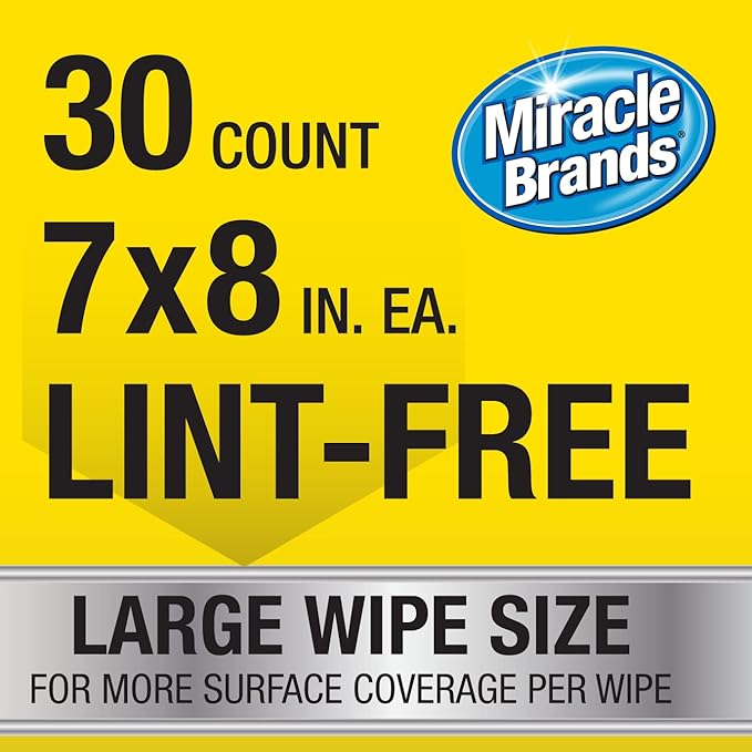 Miracle Brands Auto Protectant Wipes - 30 Count, Clean & Protect Auto Surfaces Including Finished Leather, Plastic, Vinyl and Rubber