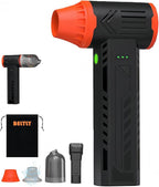 Tool-grade Electric Air Duster, Rechargeable Handheld Blower with 180,000 Super Power Brushless Motor, 2-in-1 Blow & Vacuum Cleaner, Cordless Leaf Blower for Car Drying, Home, Patio Cleaning (Black)