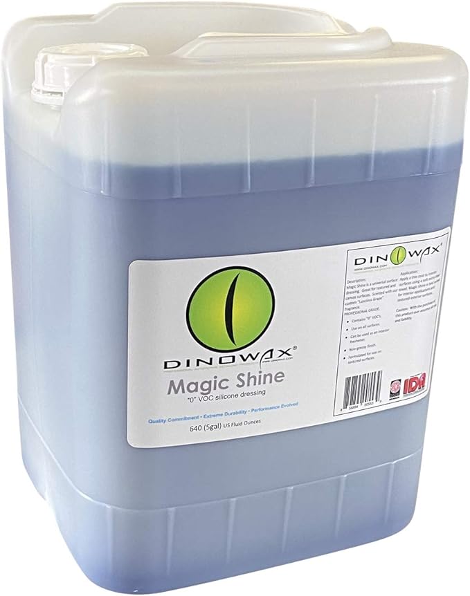 Dinowax Magic Shine | Multi-Purpose Glossy Dressing for Interior & Exterior | Professional-Grade (640 Oz)