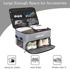 2 Layer Golf Trunk Organizer, Waterproof Car Golf Locker with Separate Ventilated Compartment for 2 Pair Shoes, Golf Trunk Storage for Balls, Tees, Clothes, Gloves, Accessories, Golf Gifts