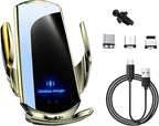 Ohleats Wireless Car Charger Mount, 15W Automotive Electric Wireless Charger Holder, Car Air Vent Mount Bracket Fast Charging for Most Smartphone, Universal Car Accessories (Golden)